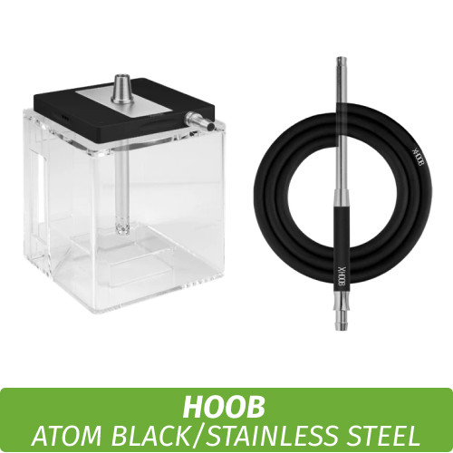 Кальян Hoob Atom - Black/StainlessSteel/CubeTransparent
